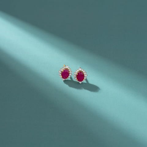 Red Luminary Gemstone Stud Earrings