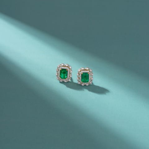 Gilded Green Gemstone Stud Earrings