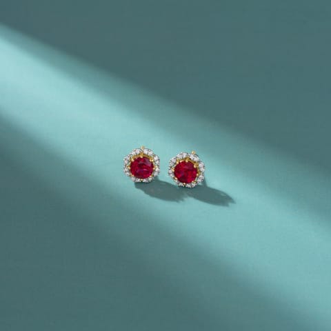 Majestic Red Gemstone Stud Earrings