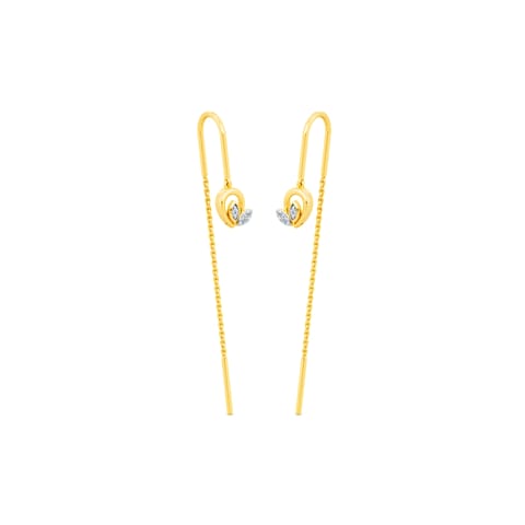 Dual Leaf Diamond Sui Dhaga Earrings Dual Leaf Diamond Sui Dhaga Earrings