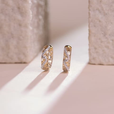 Sparkling Cutout Diamond Hoop Earrings