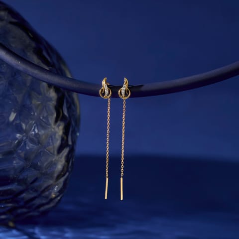 Dainty Leaf Diamond Sui Dhaga Earrings