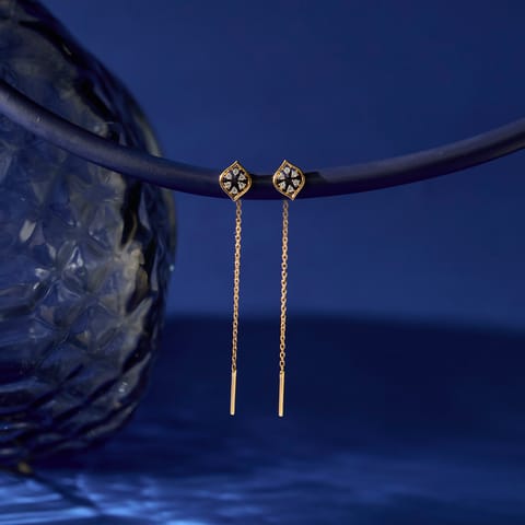 Gleaming Leaf Diamond Sui Dhaga Earrings Gleaming Leaf Diamond Sui Dhaga Earrings