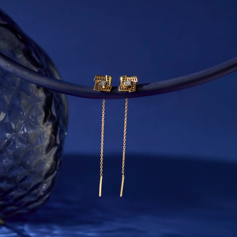 Fine Line Diamond Sui Dhaga Earrings