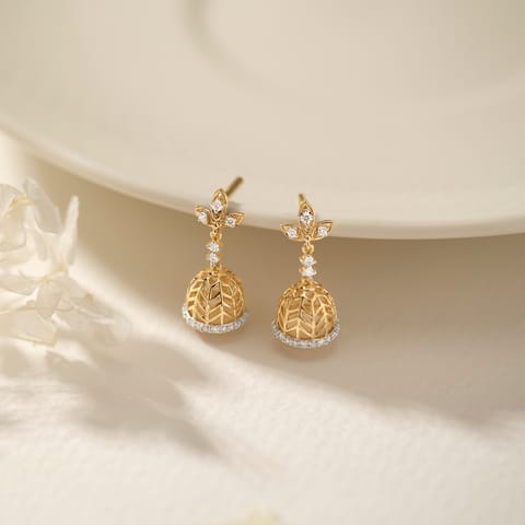 Zig Zag Arch Diamond Jhumkas