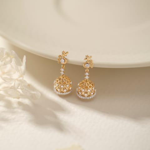Peacock Sparkle Diamond Jhumkas