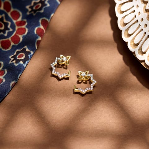 Geometric Weave Diamond Stud Earrings