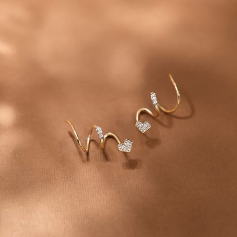Heart Cluster Diamond Ear Cuffs
