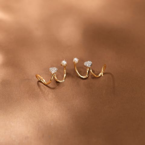 Ivory Heart Gemstone Ear Cuffs