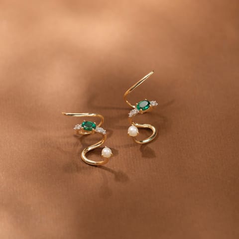 Green Swirl Gemstone Ear Cuffs Green Swirl Gemstone Ear Cuffs