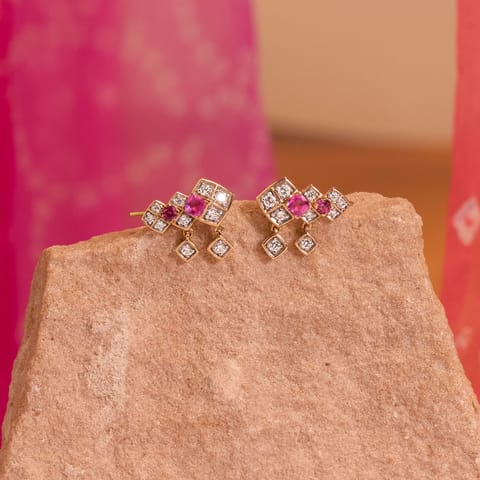 Blazing Bandhani Gemstone Ear Cuffs
