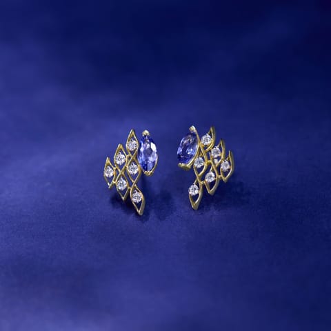 Kolam Blue Gemstone Stud Earrings