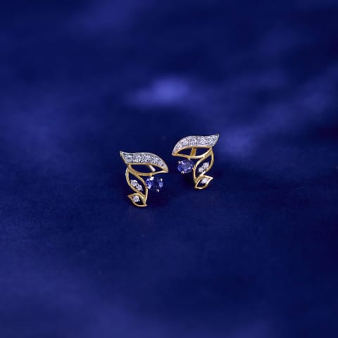 Tanzanite Waves Gemstone Stud Earrings