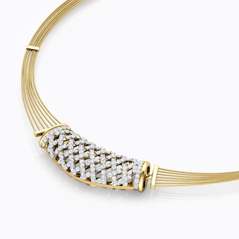 Weave Wired Diamond Necklace Diamond Necklaces 18 Karat Yellow Gold Weave Wired Diamond Necklace