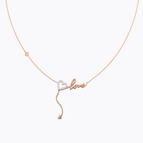Love Cursive Diamond Lariat Necklace