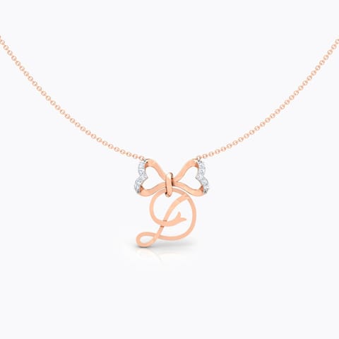 Alphabet D Bow Diamond Necklace