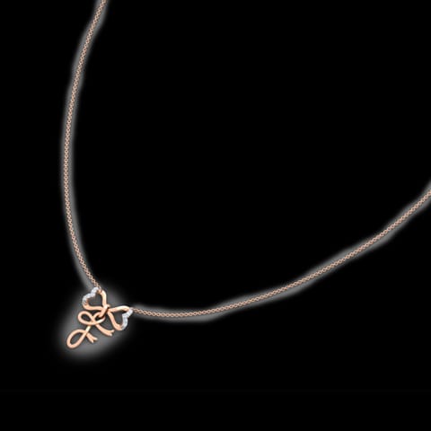 Alphabet F Bow Diamond Necklace