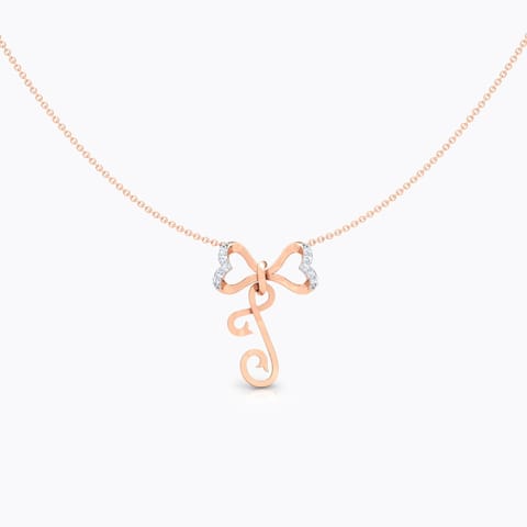 Alphabet J Bow Diamond Necklace Alphabet J Bow Diamond Necklace