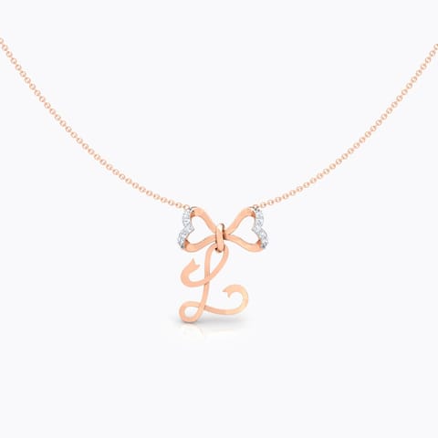 Alphabet L Bow Diamond Necklace Alphabet L Bow Diamond Necklace