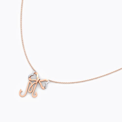 Alphabet M Bow Diamond Necklace