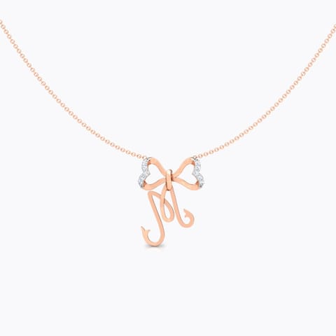 Alphabet M Bow Diamond Necklace