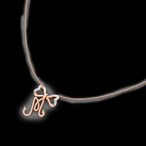 Alphabet M Bow Diamond Necklace