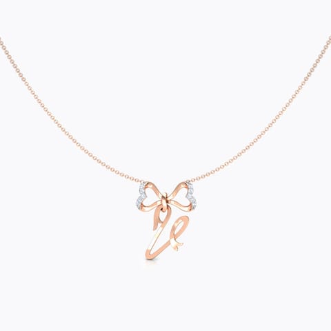 Alphabet V Bow Diamond Necklace Alphabet V Bow Diamond Necklace