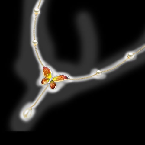 Flared Orange Butterfly Necklace Flared Orange Butterfly Necklace