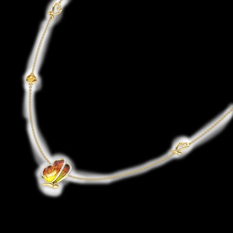 Flap Orange Butterfly Gemstone Necklace Flap Orange Butterfly Gemstone Necklace