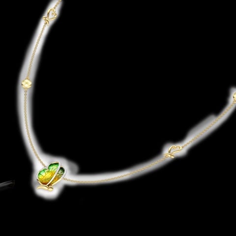Flap Green Butterfly Gemstone Necklace