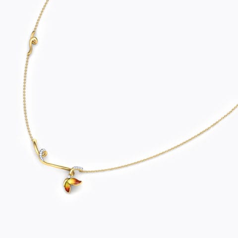Tendril Orange Butterfly Diamond Necklace