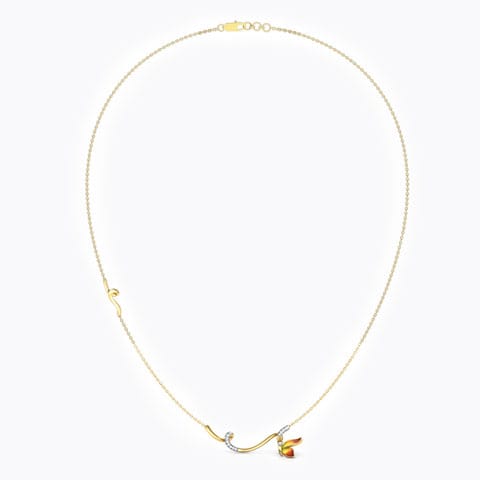 Tendril Orange Butterfly Diamond Necklace