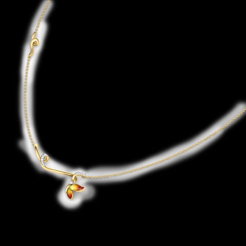 Tendril Orange Butterfly Diamond Necklace