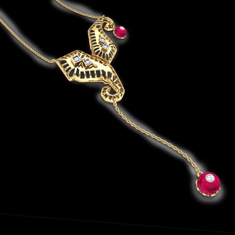 Structured Paisley Gemstone Necklace