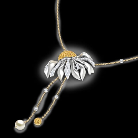 Gazania Floret Lariat Gemstone Necklace