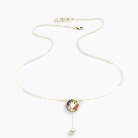 Halo Navratna Gemstone Necklace