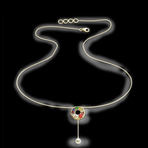 Halo Navratna Gemstone Necklace