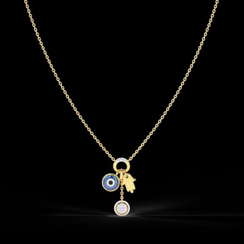 Hamsa Evil Eye Gemstone Necklace