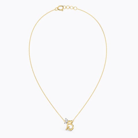 Leafy Alphabet B Diamond Necklace Leafy Alphabet B Diamond Necklace