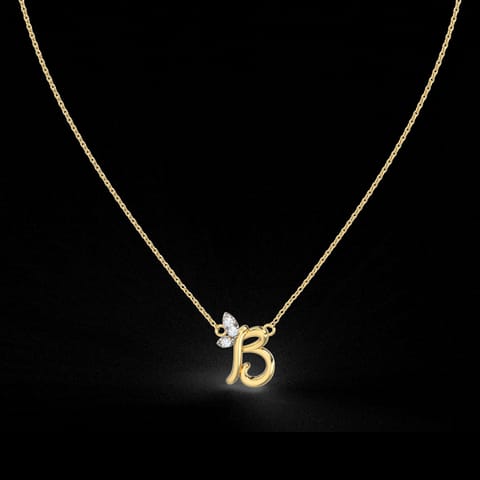 Leafy Alphabet B Diamond Necklace Leafy Alphabet B Diamond Necklace