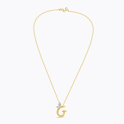 Leafy Alphabet G Diamond Necklace