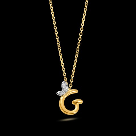 Leafy Alphabet G Diamond Necklace