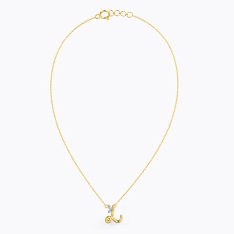 Leafy Alphabet L Diamond Necklace Leafy Alphabet L Diamond Necklace