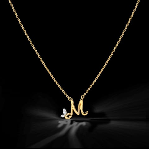 Leafy Alphabet M Diamond Necklace Leafy Alphabet M Diamond Necklace