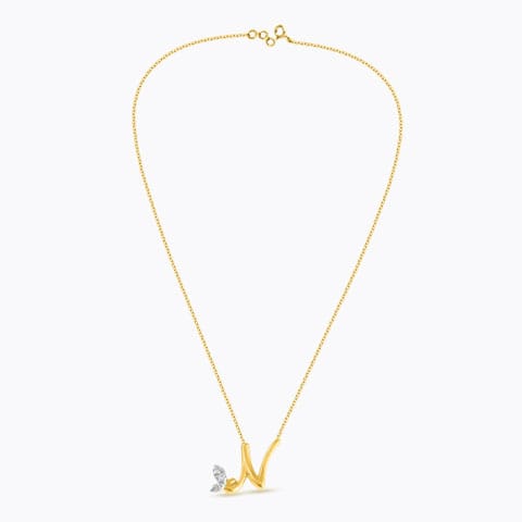 Leafy Alphabet N Diamond Necklace