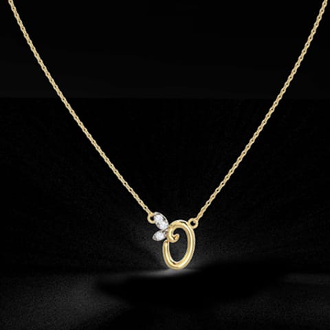Leafy Alphabet O Diamond Necklace Leafy Alphabet O Diamond Necklace