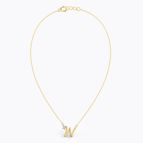 Leafy Alphabet W Diamond Necklace Leafy Alphabet W Diamond Necklace