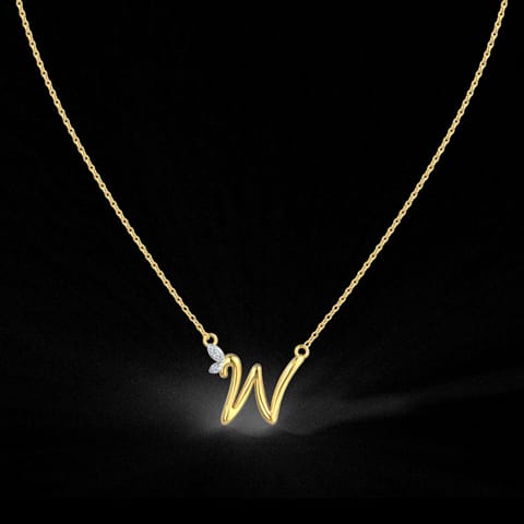 Leafy Alphabet W Diamond Necklace Leafy Alphabet W Diamond Necklace