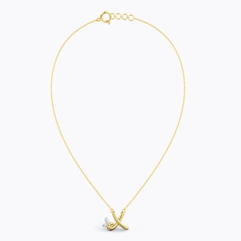 Leafy Alphabet X Diamond Necklace Leafy Alphabet X Diamond Necklace