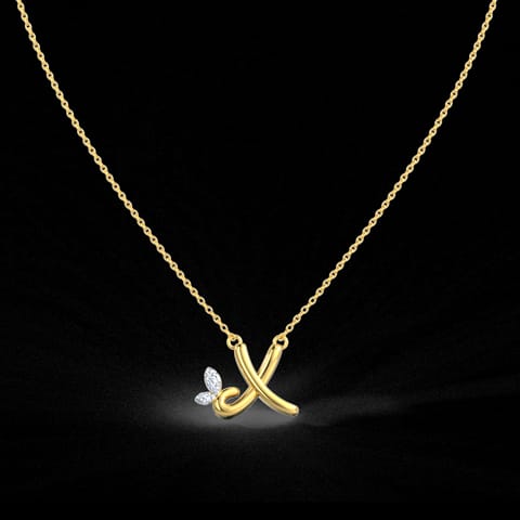 Leafy Alphabet X Diamond Necklace Leafy Alphabet X Diamond Necklace